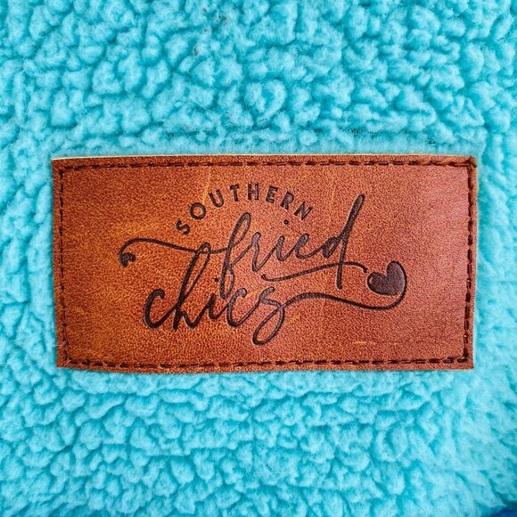 Southern Fried Chics Turquoise Aztec Print Sherpa Pullover Women's Medium - Picture 7 of 11